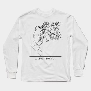 CAPE TOWN SOUTH AFRICA BLACK CITY STREET MAP ART Long Sleeve T-Shirt